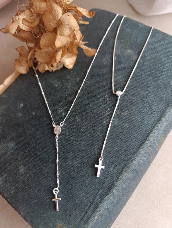Producto - CORBATERO DE PLATA VENECIANA CON DIJE CRUZ CON CUBIC - 0