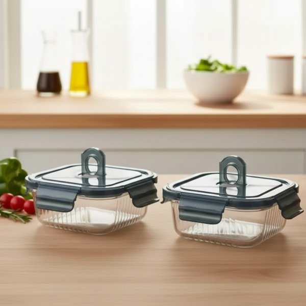 Producto - SET DE 2 HERMETICOS IGUALES BOROSILICATO GRUESO 370ML - 1