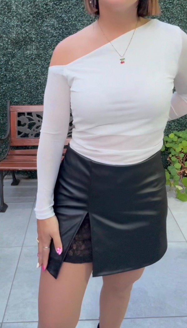 Producto - Pollera cuero y encaje - 0