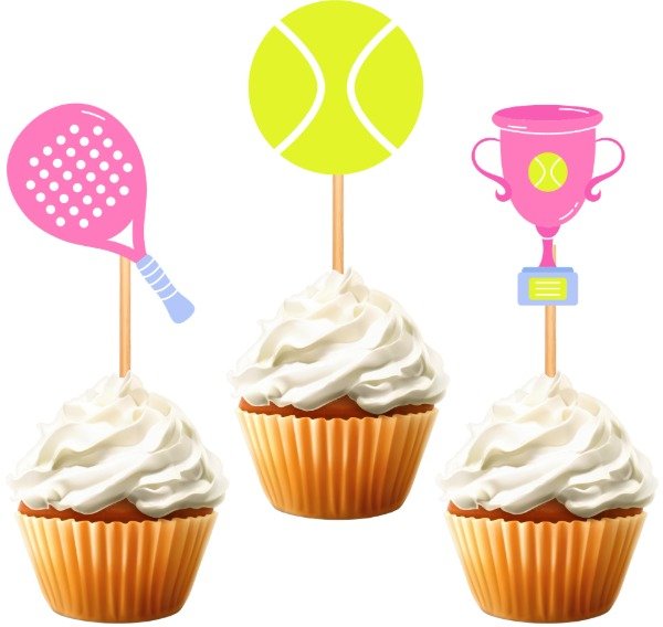 Producto - TOPPER CUPCAKE PADEL ROSA FORMA X 10