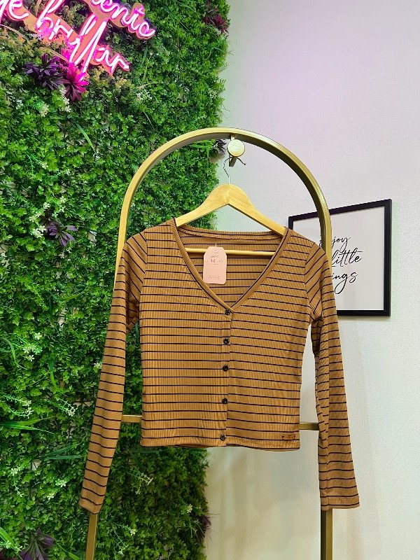 Producto - Saquito rayado con botones Sofi Mostaza 0555