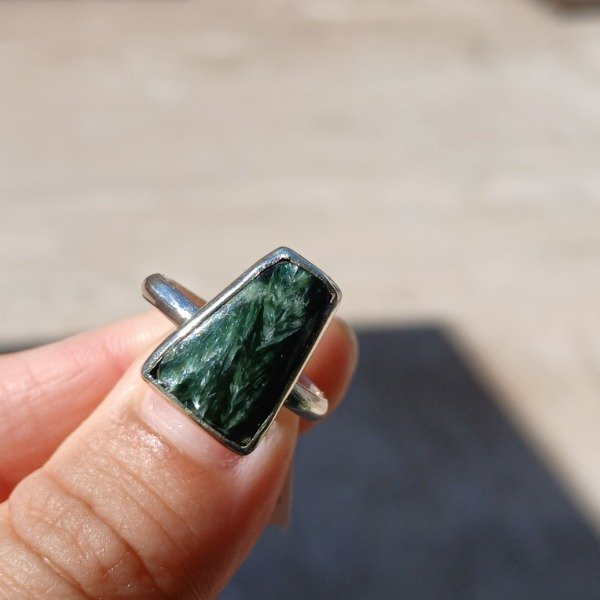 Producto - Anillo Plata 925 con serafinita - Talle 18