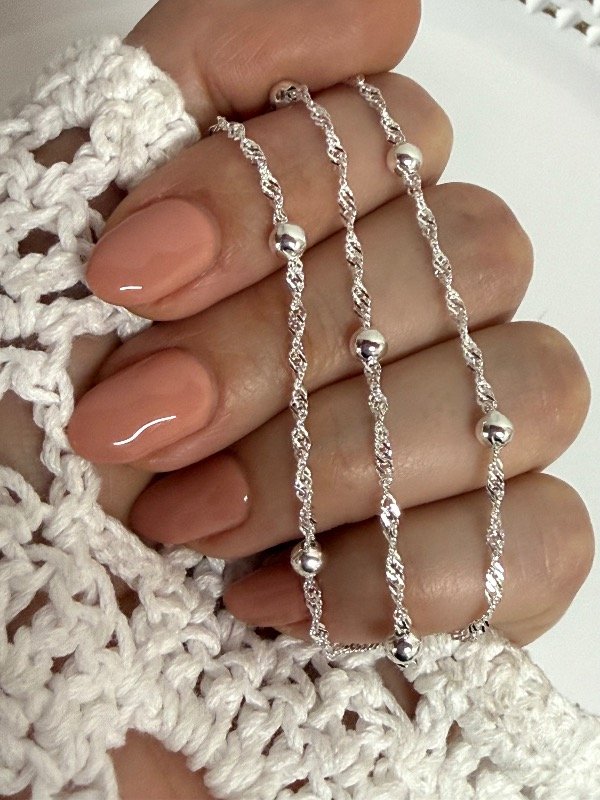 Producto - CB622 Cadena torzada con bolitas acero blanco