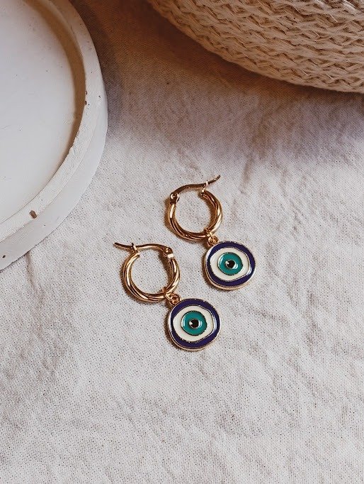 Producto - Argollitas OJO TURCO - Acero dorado