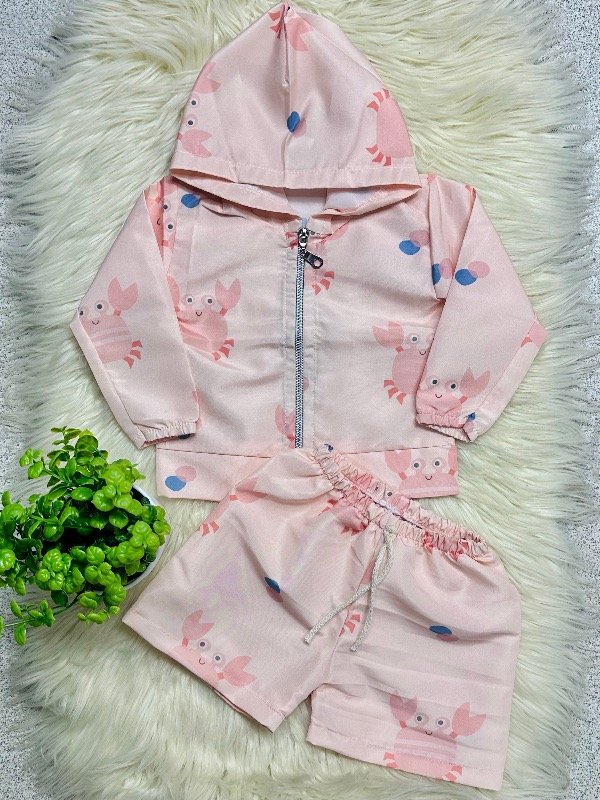 Producto - CONJUNTO ROMPEVIENTO CANGREJO ROSA (CAMPERA + SHORT)