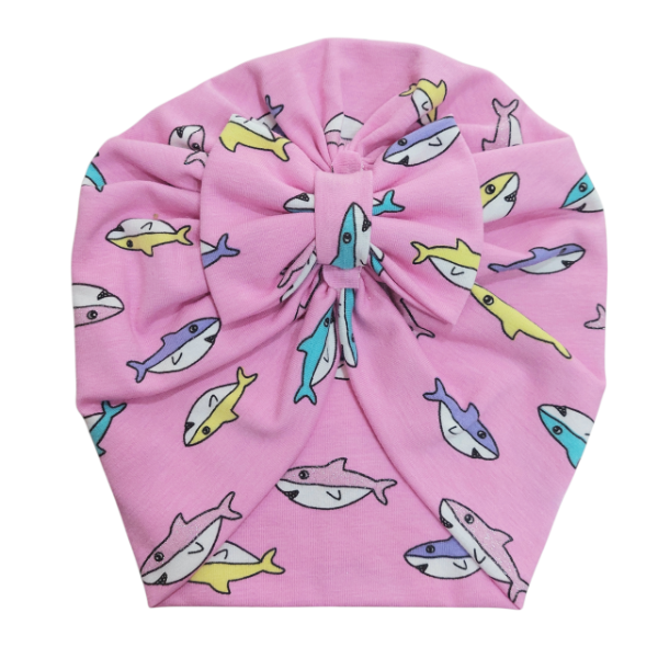 Producto - Turbante beba estampado moño "Tiburones"