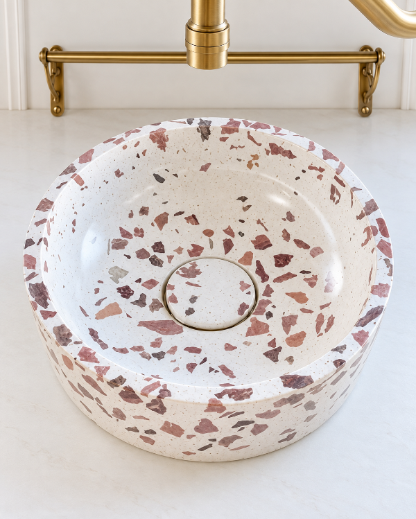 Producto - Bacha Terrazo Blanco y Terra 31x10 cm