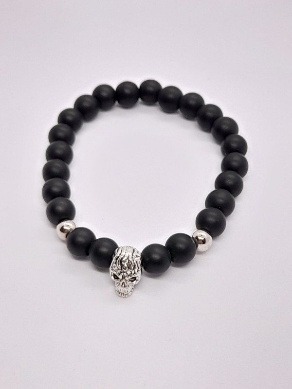 Producto - Pulsera bolitas piedra calavera