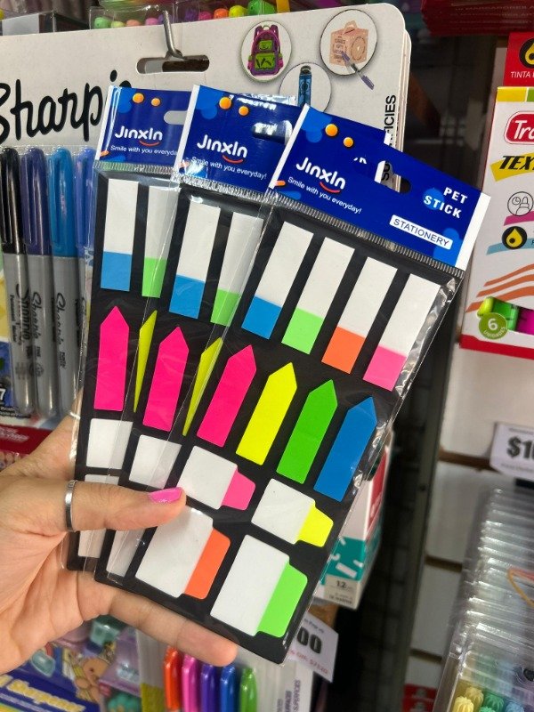 Producto - Set Post its Neon (Banderitas y Señaladores) transparente plásticas