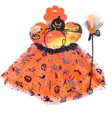 Producto - SET 3PCS HALLOWEEN BRUJA NARANJA(VINCHA/VARITA/ESCOBA/TUTU)