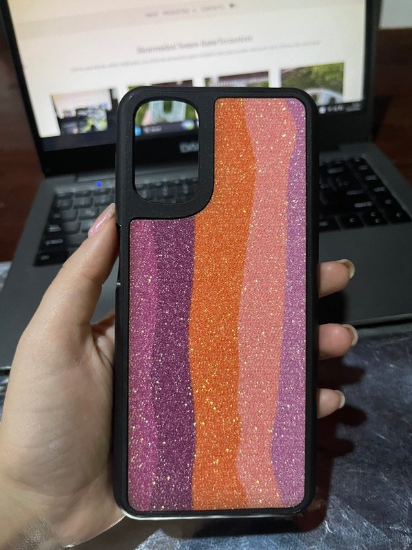 Producto - //Funda Glitter rosa-naranja MotG22//