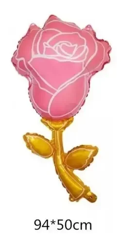 Producto - Flor Rosa Con Tallo Dorado 14"
