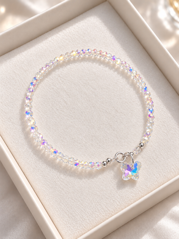 Producto - Pulseras cristal tornasol con dije mariposa