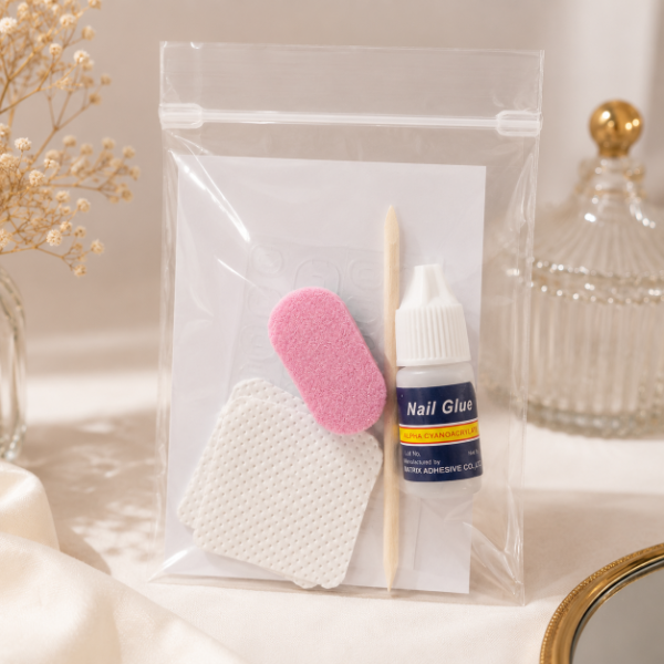 Producto - SET DE PEGAMENTO LIMA Y PALILLO NARANJO PARA UÑAS PRESS ON - 0