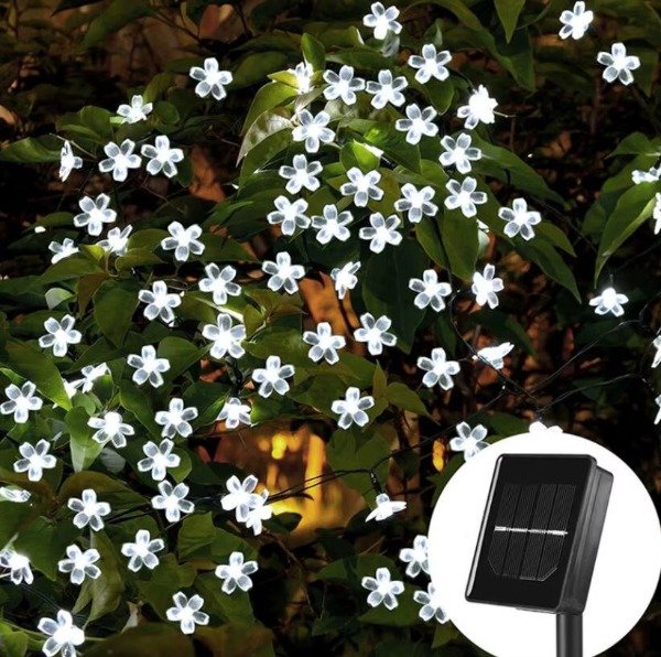 Producto - Guirnalda 80led Luz Solar Flor Cerezo 10mts Exterior Navidad - 0