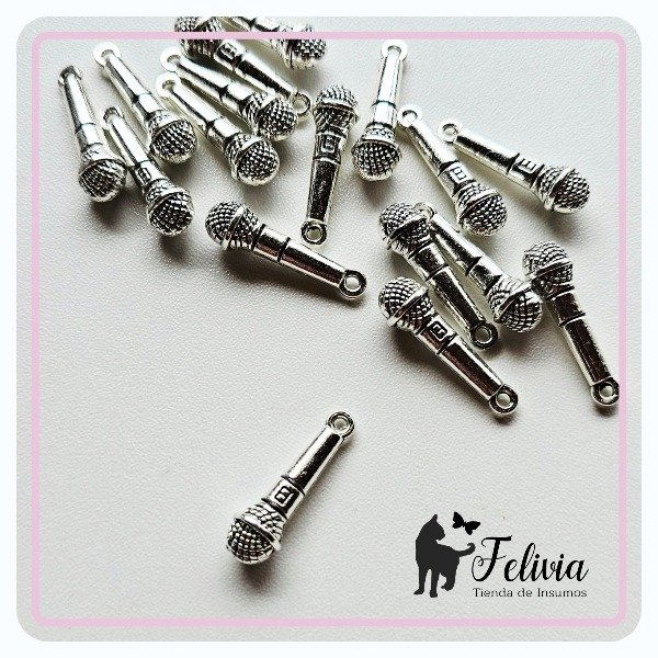 Producto - Dije Micrófono metal niquel x 5u