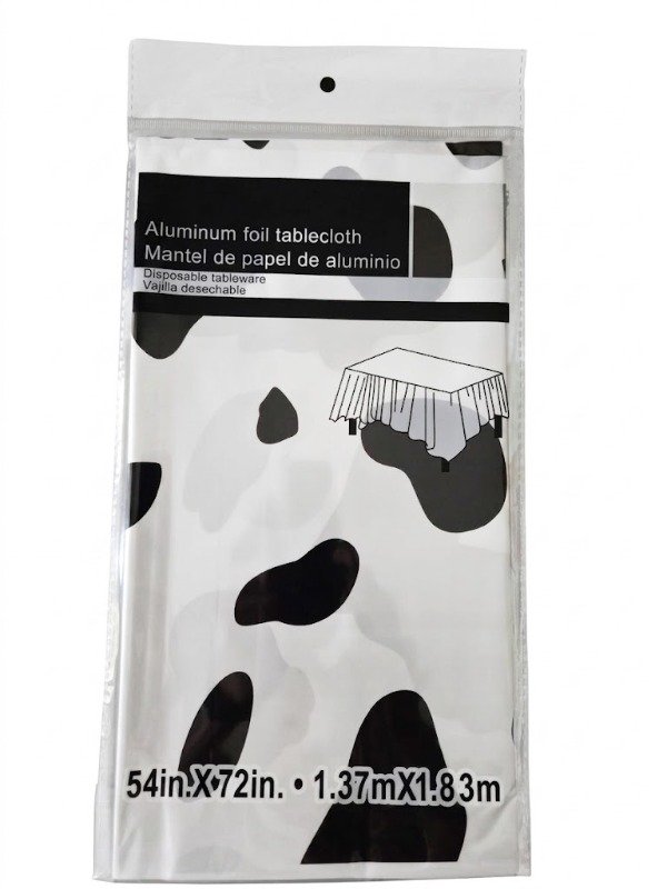Producto - Mantel Metalizado Descartable Blanco / Manchas Vaquita - 3