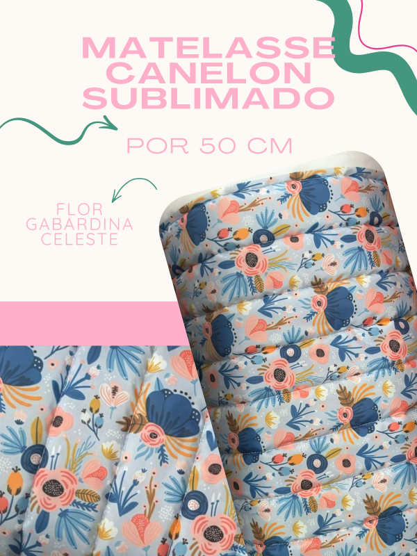 Producto - CANELÓN - FLOR GABARDINA CELESTE