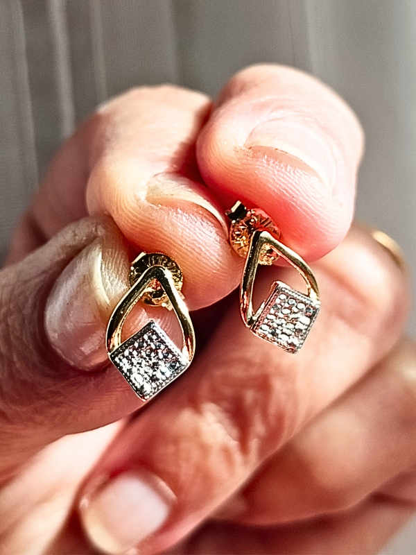 Producto - (57012) Aro Rombo combinado - Enchapado en oro 18 k