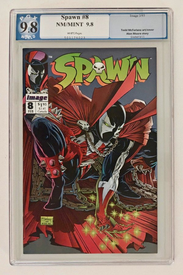 Producto - Spawn #8 (1993) - Guión de Alan Moore y tapa homenaje por McFarlane, certificado