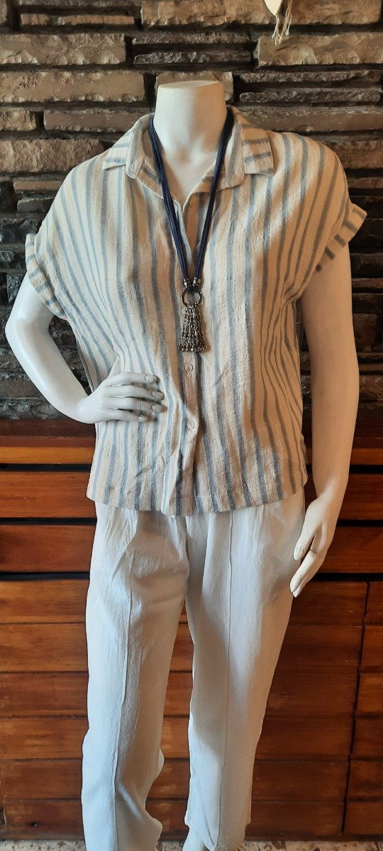 Producto - Camisa lino  algodón  rayada
