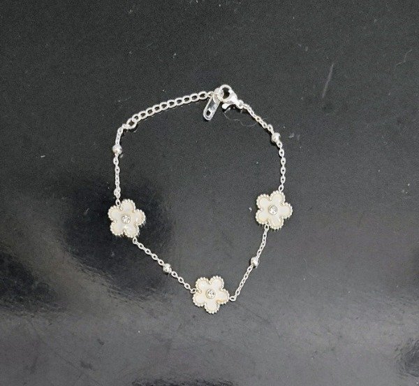 Producto - Pulsera Trébol Esmaltada Blanca
