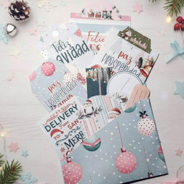 Producto - Archivo Digital:  Kit Navideño Sobre Scrapbook Edición Rosa