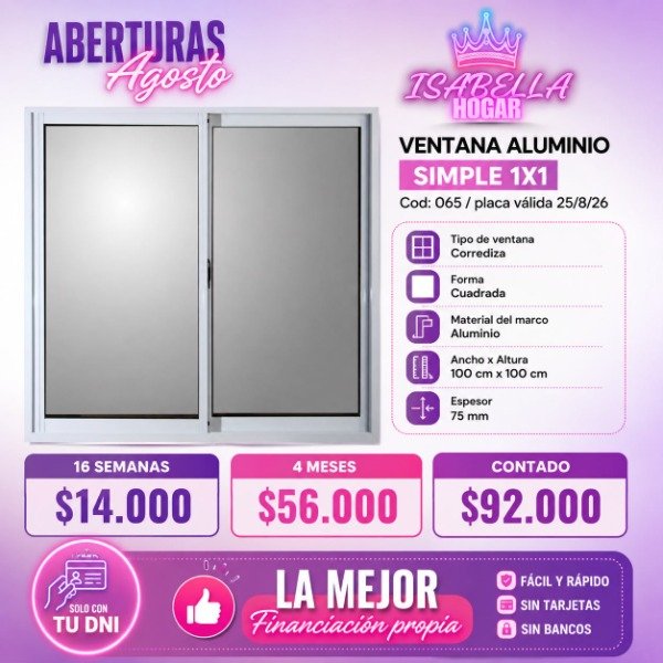 Producto - VENTANA ALUMINIO 1X1