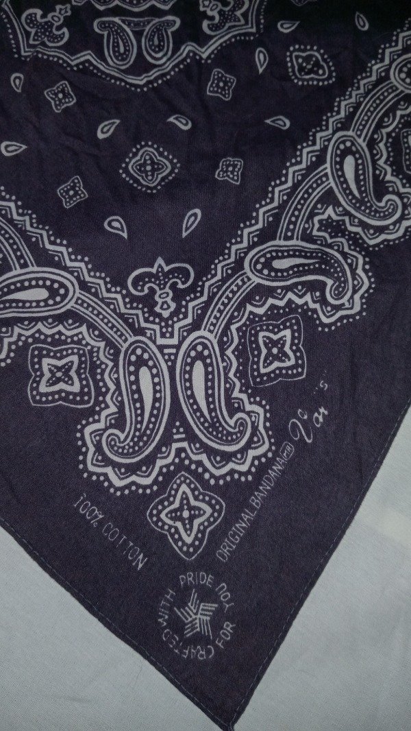 Producto - 70s Var Cotton RN14193 grey Paisley Rockabilly original Bandana handkerchief. - 1