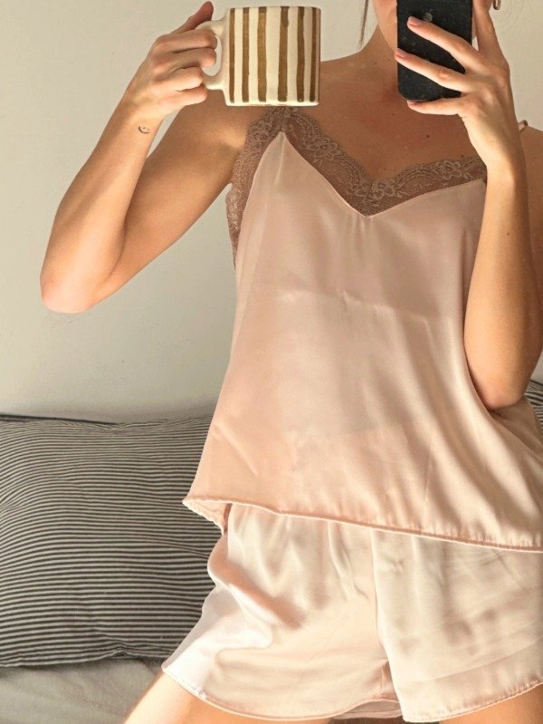 Producto - Pijama Seda Top/Short Rosa 5015