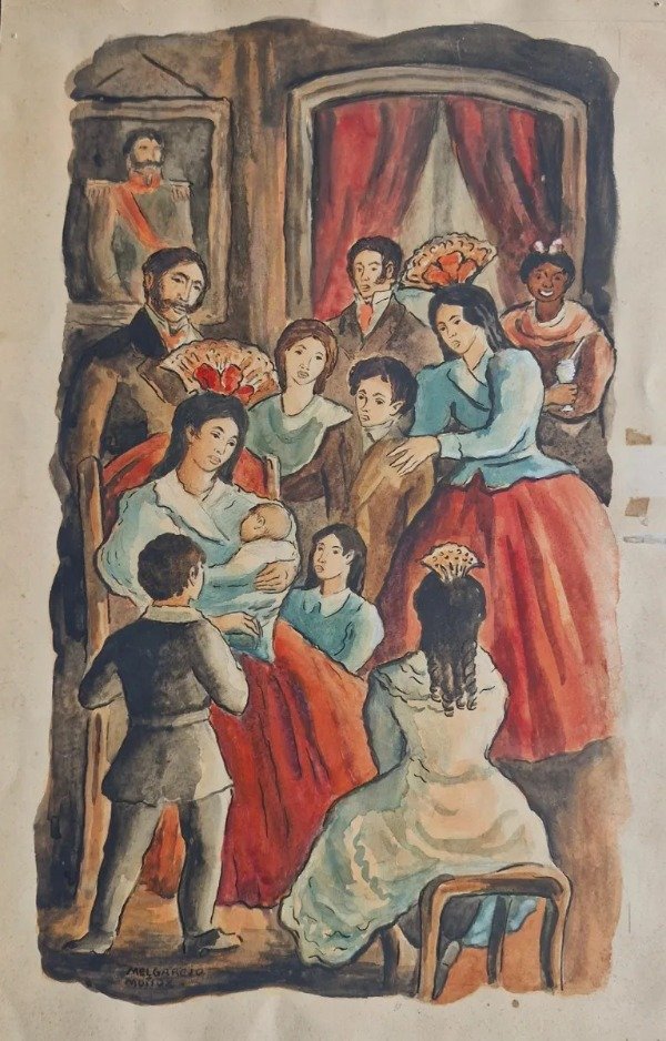 Producto - Melgarejo Muñoz, Wladimiro - Escena de interior, acuarela - 0