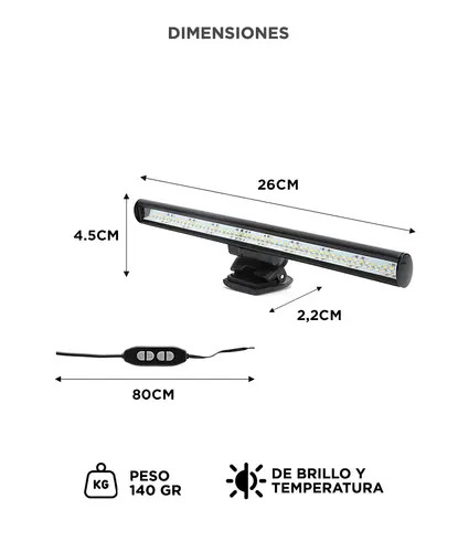 Producto - Lampara LED USB p/monitores y notebook -3W -4 niveles de brillo -3 tonos de luz - 5