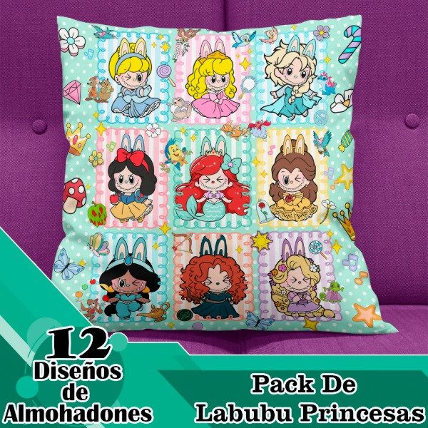 Producto - Diseños Digitales / Plantillas Para Almohadones De Labubu Princesas
