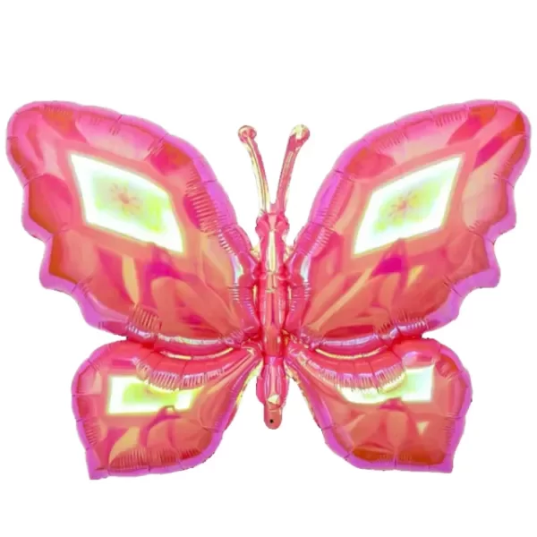 Producto - mariposa rosa iridiscente 65 cm aprox