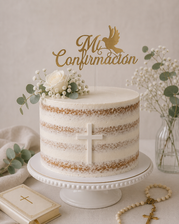 Producto - Cake topper Mi confirmación dorado
