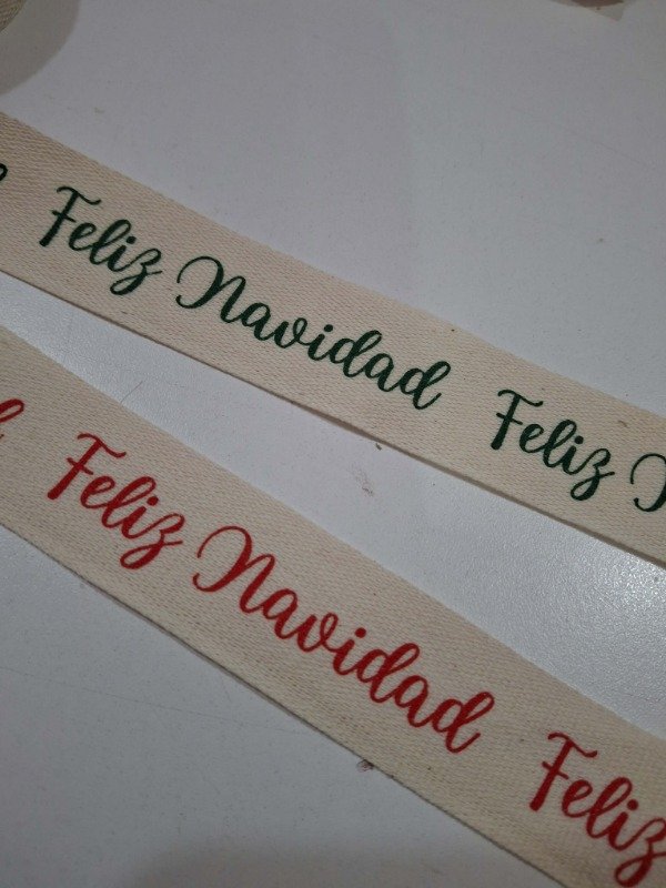Producto - Cinta algodón estampa FELIZ NAVIDAD x1mts