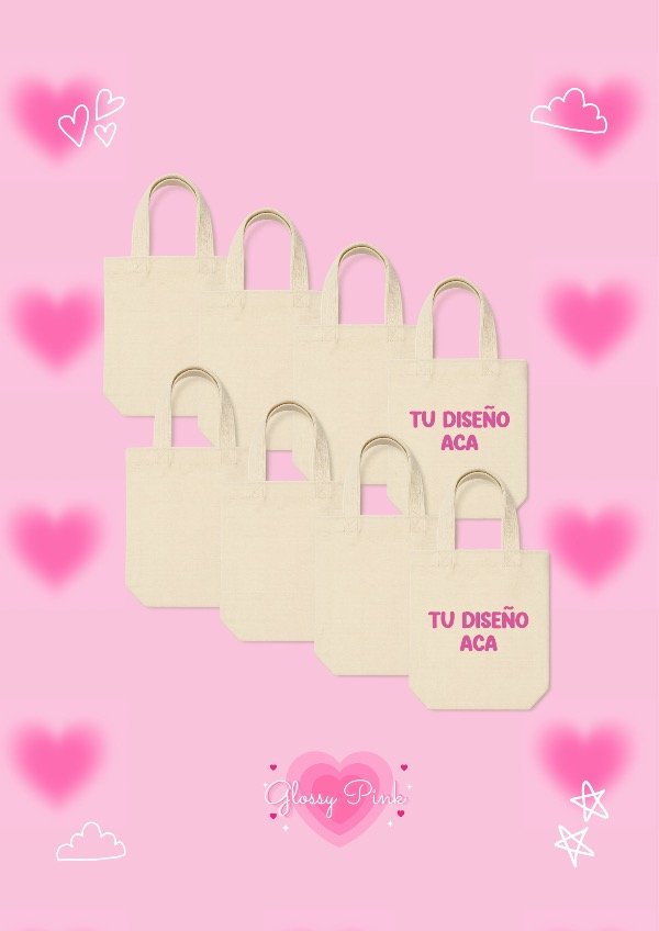 Set x10 MINI TOTE BAGS de lienzo para souvenirs + Estampas personalizadas