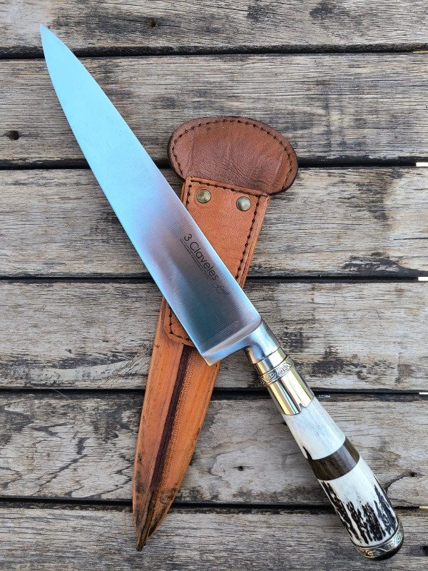 Producto - CUCHILLO 3 CLAVELES DE 20CM CABO DE CIERVO COMBINADO