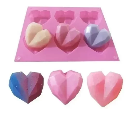 Producto - Molde Silicona Corazon Diamante x6 Ideal P/ Velas Jabones