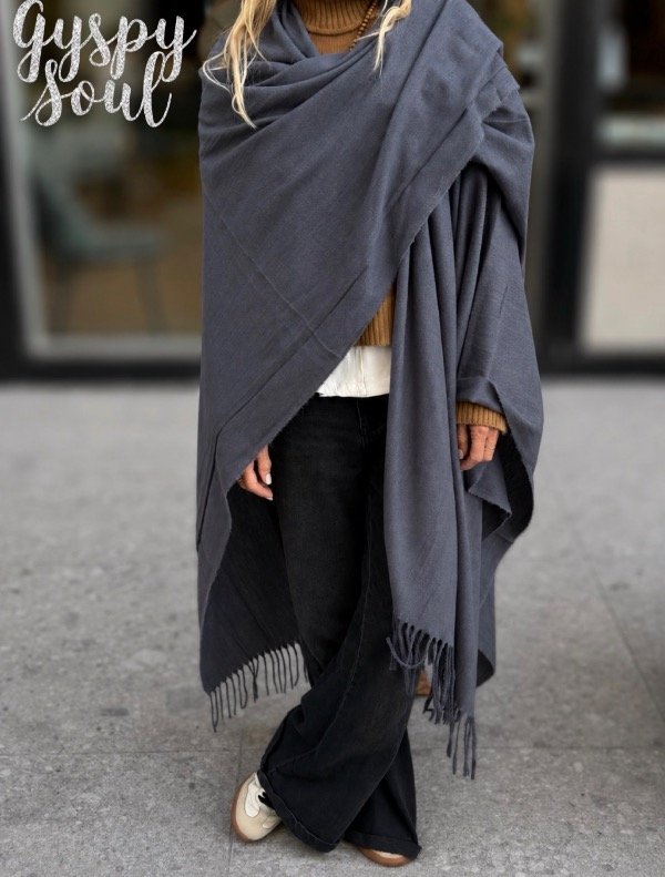 Producto - Ruana gris topo