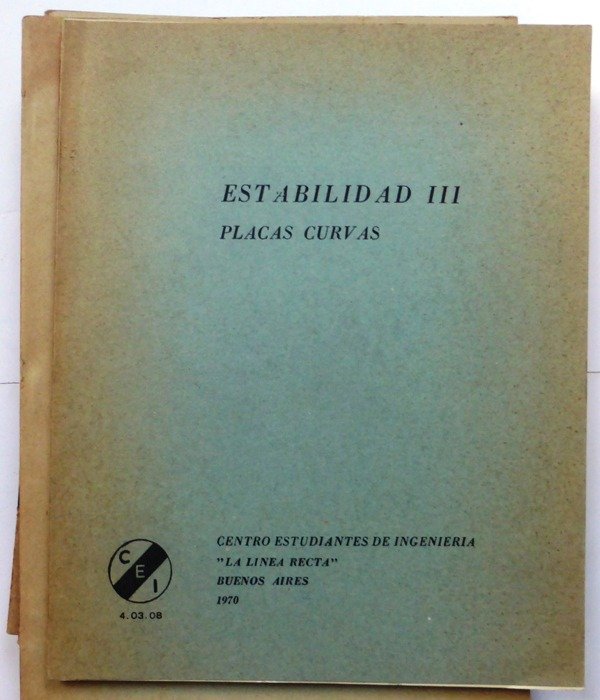 Producto - ESTABILIDAD 3 - PLACAS CURVAS - CENTRO ESTUDIANTES DE INGENIERIA - 1970 -