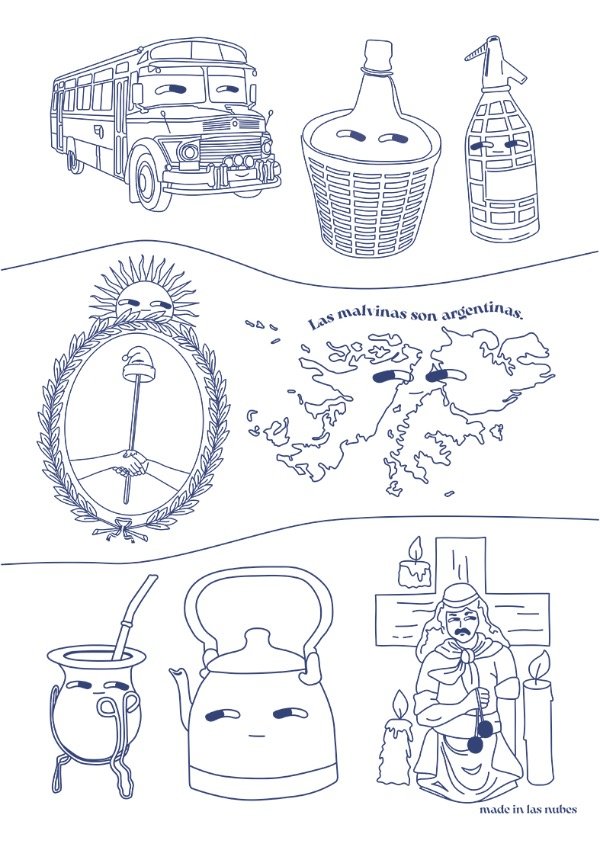 Producto - Objetos argentinos para colorear A3