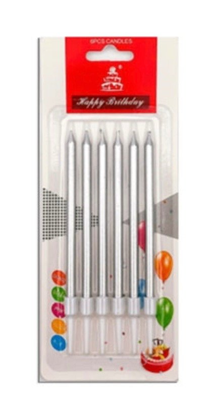 Producto - VELA METALIZADA PLATA CON PORTAVELA 13 cm