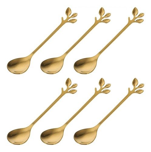 Producto - Set x6 Cucharitas Acero Inoxidable Elegantes Diseño Hojas