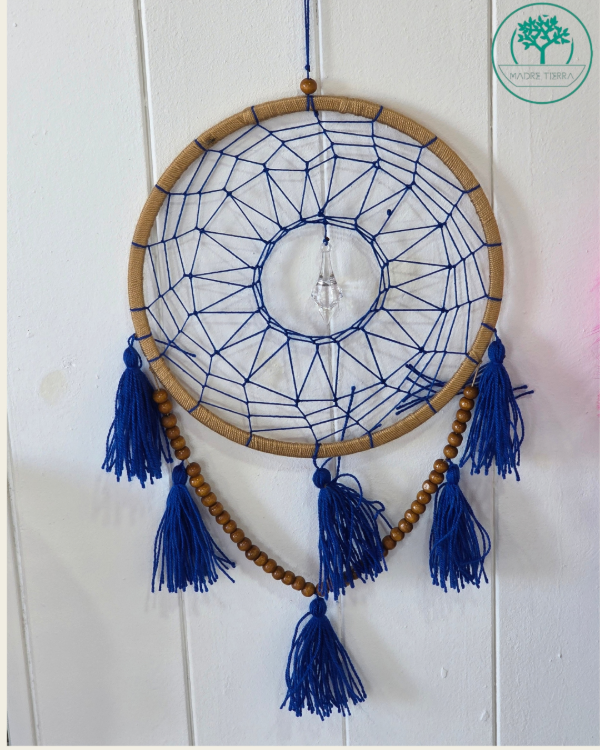 Producto - Atrapasuños C/Cuentas de Maderas Azul y Cristales - 0