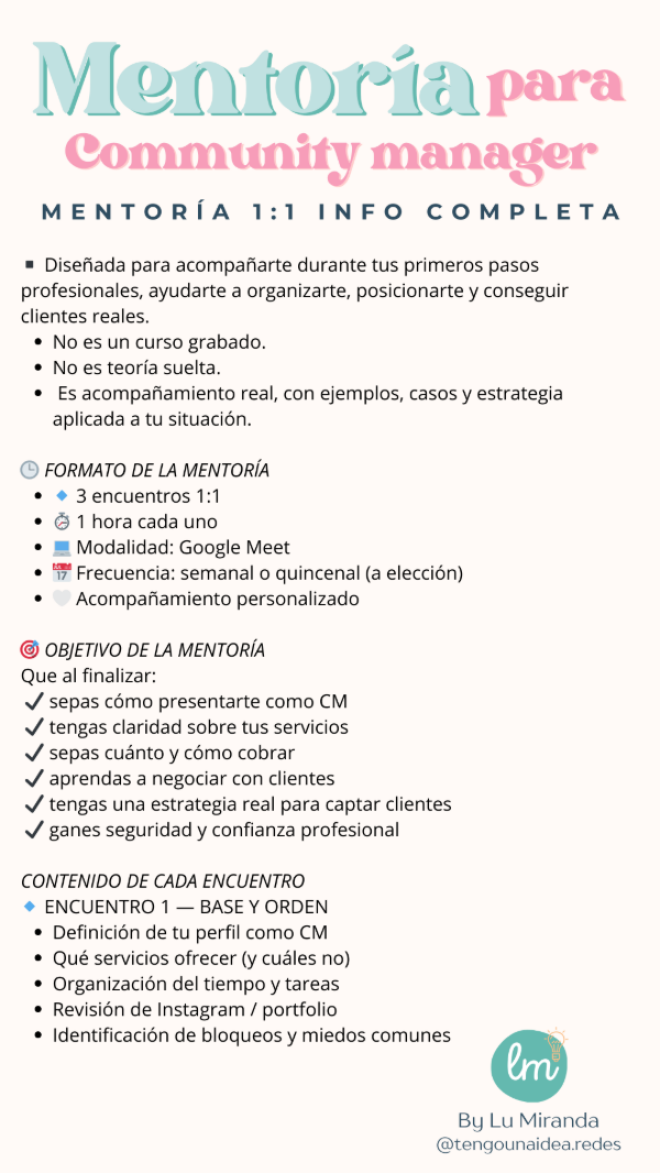 Producto - Mentoría para community manager