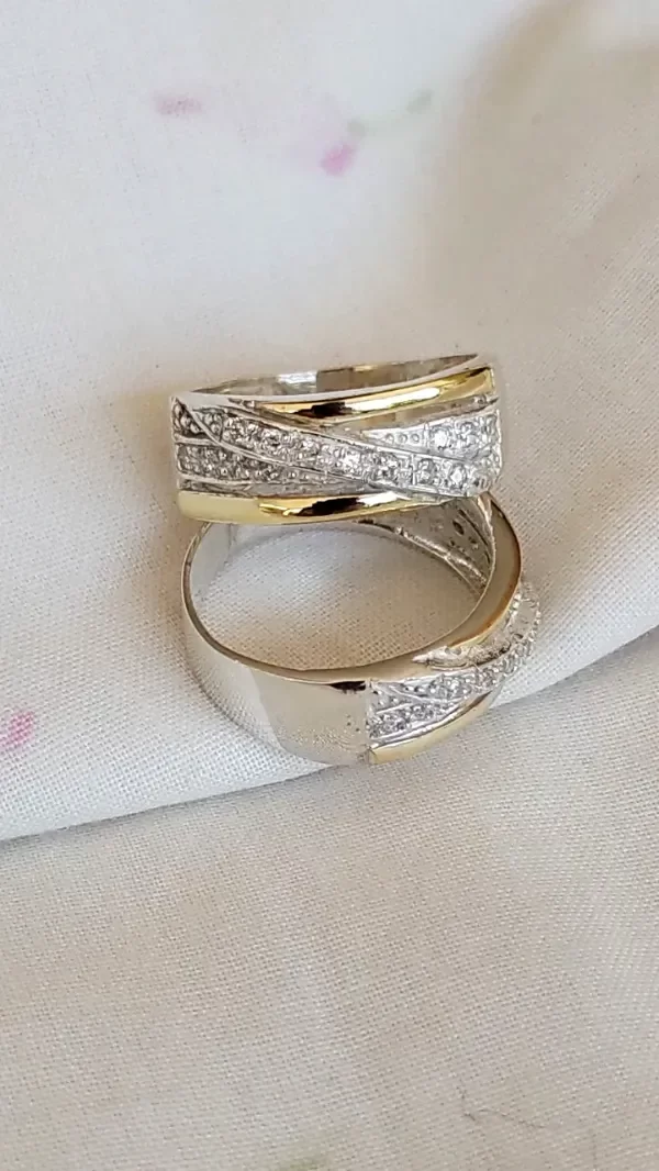 Producto - Anillo de Plata y Oro lineas de Cubics