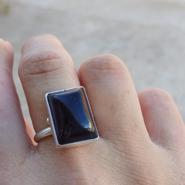 Producto - Anillo Plata925 amatista ajustable rectangular