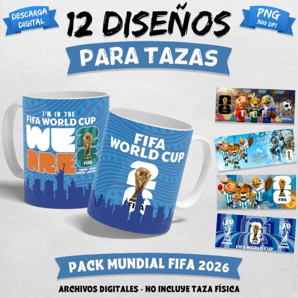 Producto - Pack 12 Diseños / Plantillas Para Tazas Mundial FiFa 2026 Sublimación
