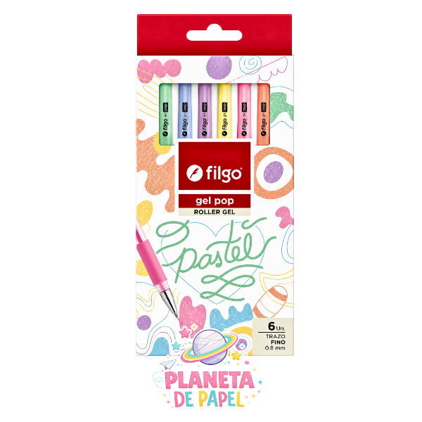 Producto - Boligrafo Gel Pop Filgo Blister X 6 Colores Pasteles